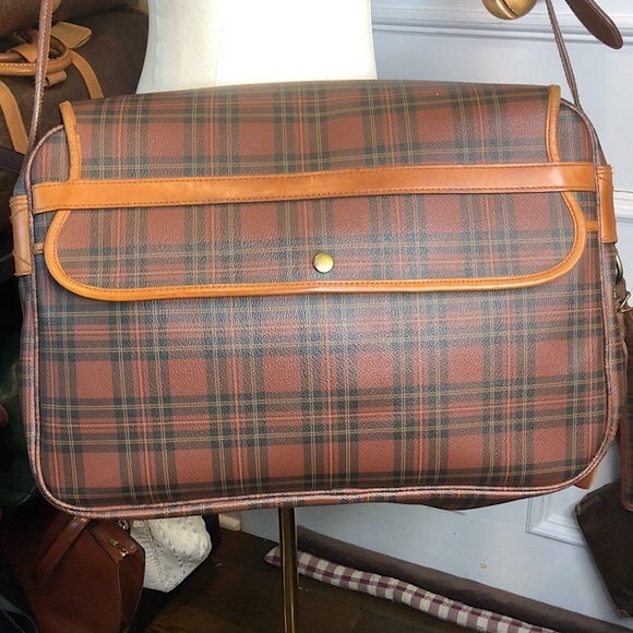 KRALPH LAUREN Plaid Crossbody Messenger Camp School College Computer Bag - Picture 3 of 17